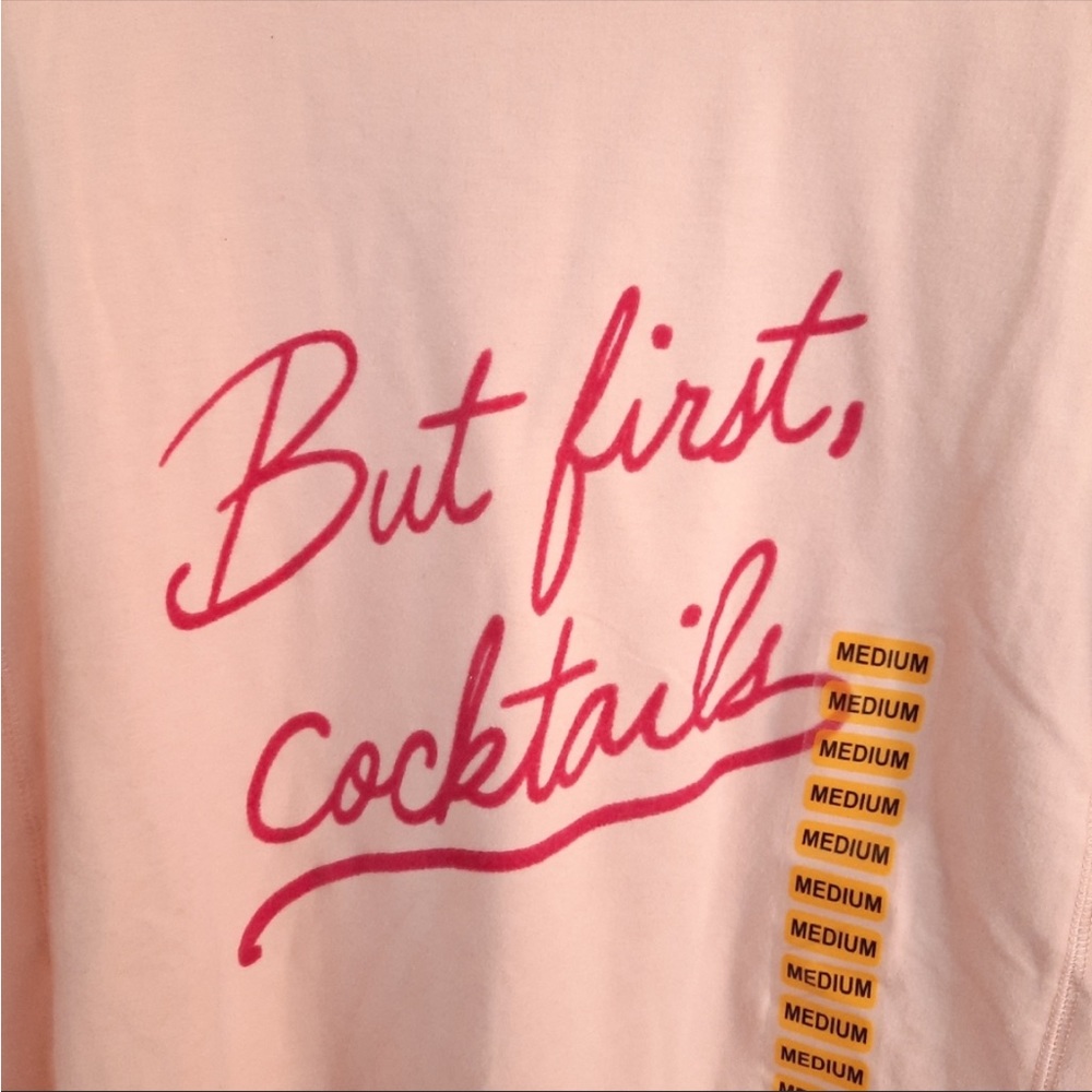 WILDFOX But First Cocktails pink tan cute quote graphic relaxed fit sweatshirt - Picture 9 of 9